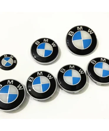 (Blue And Black ) Full Set Of BMW Boot Bonnet Badges Wheel Caps X7