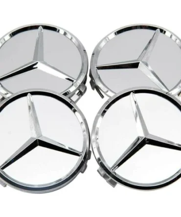 4x New Mercedes Silver Alloy Wheel Centre Hubs Caps 75mm with Chrome