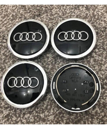 Audi Black Chrome Wheel Centre Caps A1 A3 A4 A5 Q5 Q7 S Line 69MM