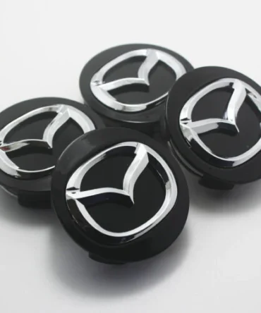 Set of 4 Black Mazda alloy wheel centre caps 56mm