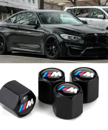 BMW 4pcs Chrome Car Tyre Air Dust Valve Stem Cap With Keychain