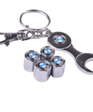 4 Caps +1 Wrench Keychain Car Wheel Tire Valves Tyre Air Caps BMW Emblem