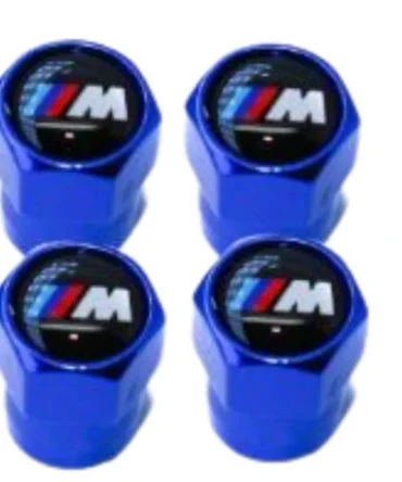 4pcs BMW M Sport Tyre Dust Screw Cap Valves Blue M Performance