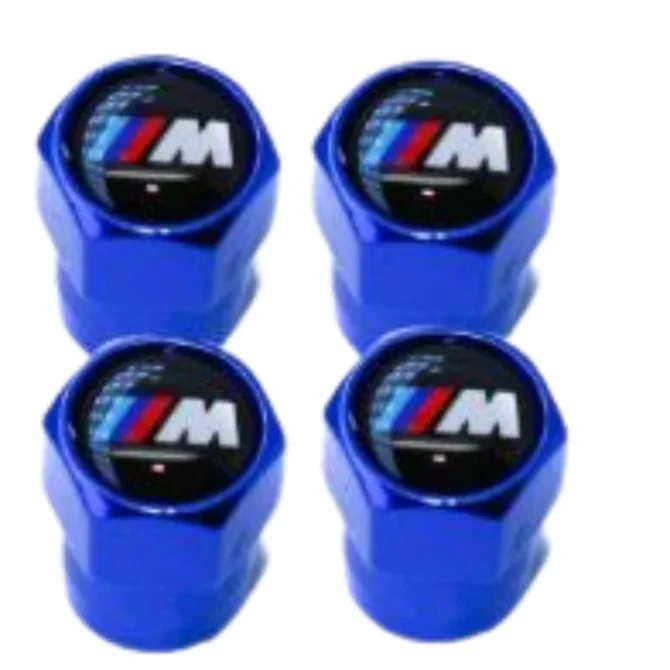 4pcs BMW M Sport Tyre Dust Screw Cap Valves Blue M Performance