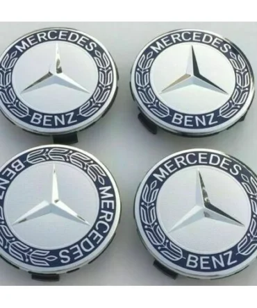 New Mercedes Benz Alloy Wheel Centre Caps 75mm Badges Blue Hub Emblem