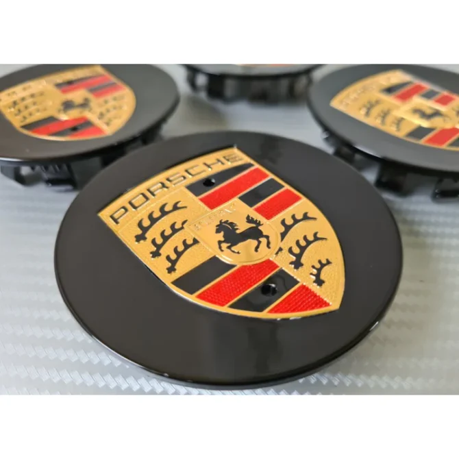 Porsche Wheel Centre Caps | Black 76mm 4x